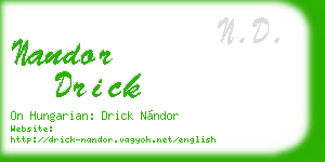 nandor drick business card